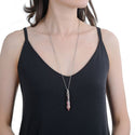 1pc Natural Rhodonite Hexagonal Pile Gemstone Pendant Necklace, 26 Inch Surgical Stainless Steel Chain, GGP-BB9