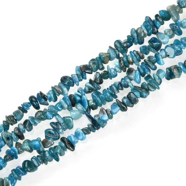 Natural Blue Apatite Gemstone Chip Beads, Free Form, 5mm-8mm, Hole ID 1mm, 1 Strand/31 Inch, GZ1-26