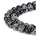 Natural Snowflake Obsidian Gemstone Round Beads, 1 Strand/15 Inch, Size Selections: 4mm/6mm/8mm/10mm
