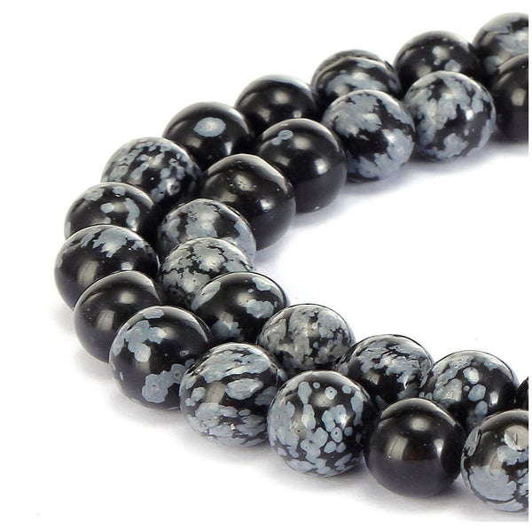 Natural Snowflake Obsidian Gemstone Round Beads, 1 Strand/15 Inch, Size Selections: 4mm/6mm/8mm/10mm