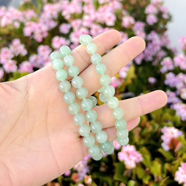 1 Strand Stretch Natural Green Aventurine Beaded Gemstone Bracelet, 8mm Bead, Length Selections: 7 inch/7.5 inch/8 inch/8.5 inch