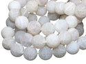 Natural Frosted Weathered White Agate Gemstone Round Beads, 1 Strand/15 Inch, Size Selections: 6mm/8mm/10mm