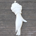 1pc Beautiful Elegant Dancing Hand Hand Carved White Buffalo Bone Drop Pendant, Symbol of Strength Prosperity Pendant, with Sterling Silver Bail, 3 Inch, BP-55