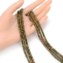Natural Unakite Jasper Gemstone Heishi Tube Rondelle Beads, 4x2mm/Small, Hole ID 0.9mm, 14.5 Inch/1 Strand, GH-C16