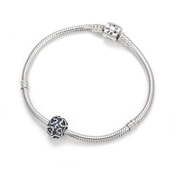 1pc Real 925 Sterling Silver Sea of Hearts Love Bead Charm, Compatible with Pandora All Other Charm Bracelet, EC4-B7