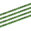 Natural Green Jade Gemstone Faceted Round Beads, 6mm, Hole ID 0.9mm, 2 Strands/28 Inch Total, GH-E19