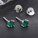 1 Pair 925 Sterling Silver May Birthstone Round Cut Stud Earrings, 4mm/0.25 Carat Small Tiny Cubic Zirconia CZ Green Emerald Stone, SSE78-5