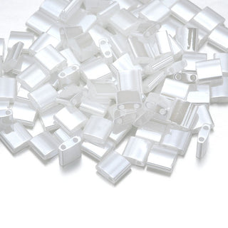 10g Miyuki Full Tila Square Seed Beads 5x5mm, Ceylon Pearl White (TL-511)