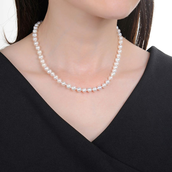 Natural Grade AA+ Potato Round White Cultured Freshwater Pearl Necklace, 6-7mm Pearl Strand, Length Selections: 16 inch/18 Inch