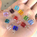 1 Set/12pcs Mixed Dangle Birthstone Charm Drops, 8mm Cube Crystal Beads, Sterling Silver Plated Open Jump Rings, BR5