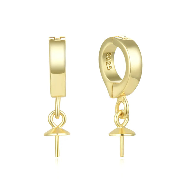 2pcs 925 Sterling Silver Hinged Bails, with Eye Pin Bails, Real 18K Yellow Gold Plated, 17mm, SS93-2