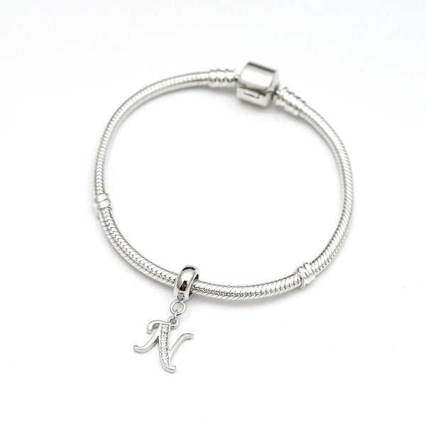 1pc 925 Sterling Silver Letter N, Alphabet Charm Pendant Drop, 18mm Long, Hole ID 4.5mm, EC3-A14