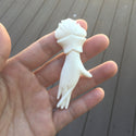 1pc Beautiful Elegant Dancing Hand Hand Carved White Buffalo Bone Drop Pendant, Symbol of Strength Prosperity Pendant, with Sterling Silver Bail, 3 Inch, BP-55