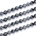 Natural Snowflake Obsidian Gemstone Round Beads, 1 Strand/15 Inch, Size Selections: 4mm/6mm/8mm/10mm