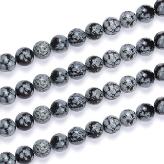 Natural Snowflake Obsidian Gemstone Round Beads, 1 Strand/15 Inch, Size Selections: 4mm/6mm/8mm/10mm