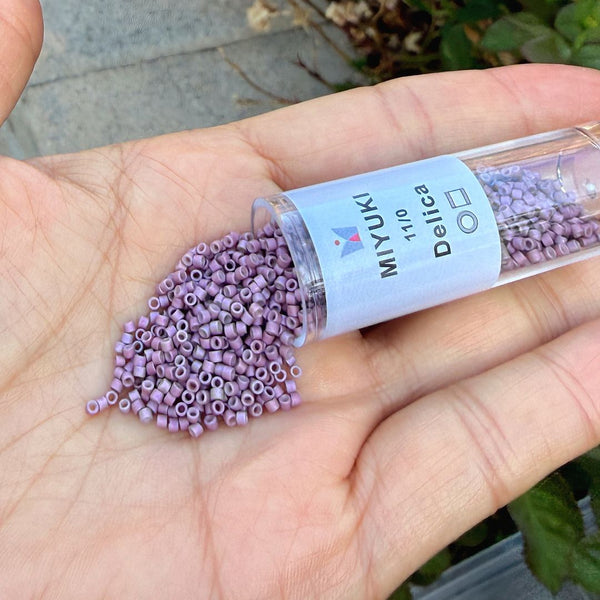 7.5g Miyuki Delica 11/0 Seed Beads, Matte Metallic Gold Iris Violet DB1066