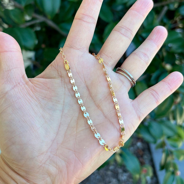 1pc Real 1/20 14K Gold Filled Coin Link Chain Bracelet, 6.5 Inch with 1 Inch Extender, JB-19