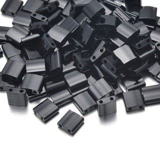 10g Miyuki Full Tila Square Seed Beads 5x5mm, Opaque Black (TL401)