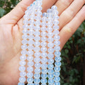 140pcs Creative Club Faceted Rondelle Crystal Glass Beads, White Opal, 8x6mm, Hole ID 1.1mm, CCR834