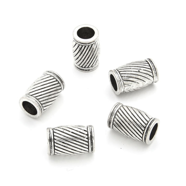 25pcs Large Hole Tube Beads, Antique Silver, 17mm, Hole ID 6.7mm, MC-T4