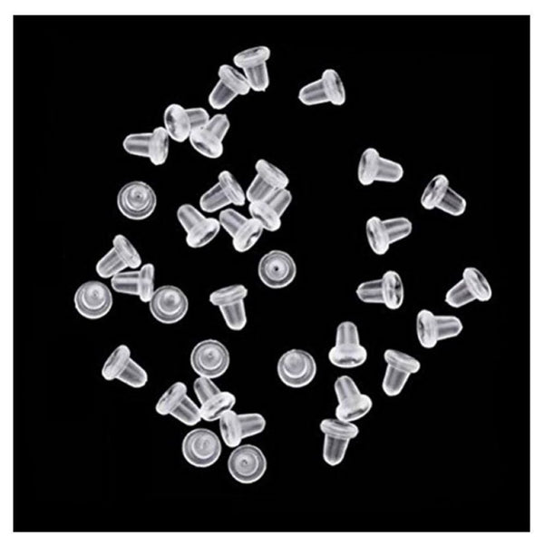 100pcs Clear Rubber Bullet Style Earring Backs, Earnut Replacement, Plastic, CF203
