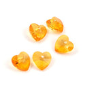 20pcs Top Drilled Valentine Heart Drop Crystal Beads, November Topaz Yellow Birthstone Beads, 10mm, Hole ID 1mm, BB15-11