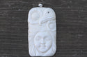1pc Beautiful Eagle & Sun Goddess Hand Carved White Buffalo Bone Drop Pendant, Symbol of Strength Prosperity Pendant, with Sterling Silver Bail, 2.44 Inch, BP-56