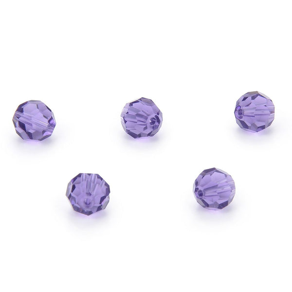 50pcs Adabele Austrian Faceted Round Crystal Beads #5000, Tanzanite (Purple), Size Selections: 4mm/6mm/8mm/10mm