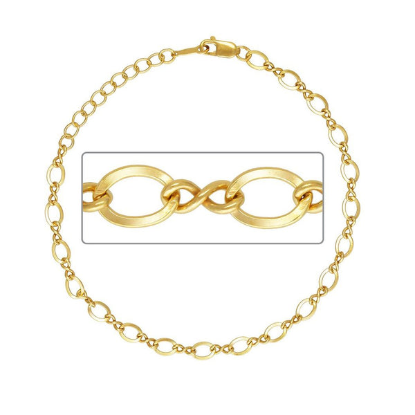 1pc Real 1/20 14K Gold Filled 3.7mm Figure 8 Cable Chain Bracelet, 6.5 Inch with 1 Inch Extender, JB-22
