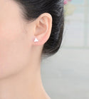 1 Pair Solid 925 Sterling Silver Stud Earrings, Triangle Delta Ear Studs, Small Tiny, SSE97-1