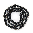 Natural Black Tourmaline Gemstone Oval Tumbled Pebble Beads, Irregular, 6mm to 8mm, Hole ID 1mm, 15 Inch/1 Strand, GZ11-46