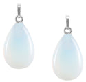 4pcs Synthetic Lab Created White Opal Gemstone Pendants, 20x15mm Teardrop Stone Drops, G2P-T3