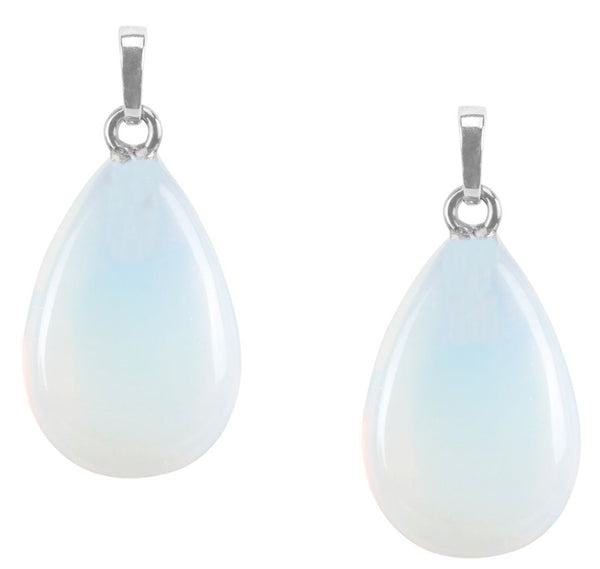 4pcs Synthetic Lab Created White Opal Gemstone Pendants, 20x15mm Teardrop Stone Drops, G2P-T3