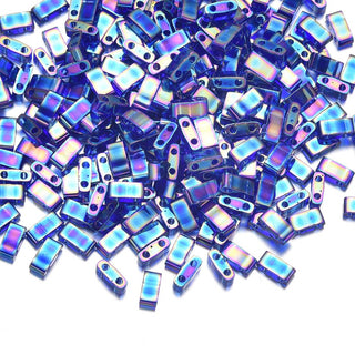 10g Miyuki Half Tila Seed Beads 5x2.3mm, Rainbow Dark Cobalt (HTL-177)