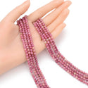 Natural Red Rhodochrosite Gemstone Tiny Small Faceted Round Beads, 4mm, Hole ID 0.6mm, 15 Inch/1 Strand, GK4-13