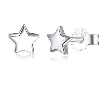 1 Pair Solid 925 Sterling Silver Stud Earrings, Star Ear Studs, Small Tiny, SSE98-1