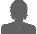 1pc Natural Raw Purple Amethyst Crystal Free Form Gemstone Pendant Necklace, 18 inch 18K Yellow Gold Plated Stainless Steel Chain, GGP12-2