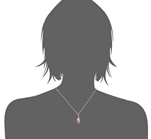 1pc Natural Raw Purple Amethyst Crystal Free Form Gemstone Pendant Necklace, 18 inch 18K Yellow Gold Plated Stainless Steel Chain, GGP12-2