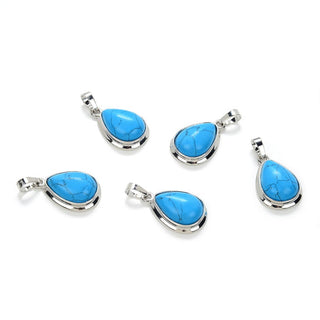 2pcs Natural Blue Howlite Imitation Turquoise Teardrop Gemstone Pendants, 22mm Pear Stone Drops, G2P-J8