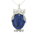 1pc Natural Blue Lapis Lazuli Gemstone Owl Pendant Necklace, 18 Inch Surgical Stainless Steel Chain, GGP-F2
