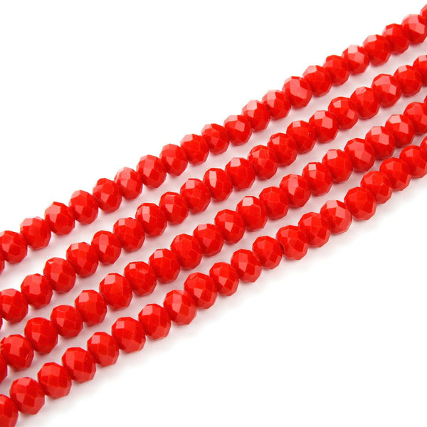 500pcs Creative Club Faceted Rondelle Crystal Glass Beads, Coral red, 4x3mm Small Tiny, Hole ID 1mm, CCR435