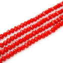 500pcs Creative Club Faceted Rondelle Crystal Glass Beads, Coral red, 6x4mm, Hole ID 1mm, CCR635