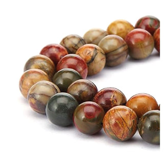 Natural Picasso Jasper Gemstone Round Beads, 1 Strand/15 Inch, Size Selections: 4mm/6mm/8mm/10mm