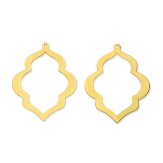 10pcs 49mm Large Artistic Quatrefoil Drop Pendants, Tarnish Resistant, 18K Yellow Gold Plated Brass, BFW-A31