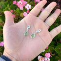 2pcs Clip On Dangle August Peridot Green Birthstone Charm Drops, Tarnish Resistant, Sterling Silver Plated Lobster Clasp, BL7-8