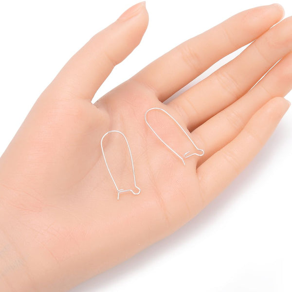 10pcs 925 Sterling Silver Kidney Earring Hooks, 0.7mm/21 Gauge, Length Selections: 20mm/25mm/30mm/36mm