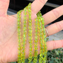 Natural Green Crystal (Imitation Green Peridot) Gemstone Faceted Flat Round Coin Beads, 6mm, Hole ID 1mm, 15 Inch/1 Strand, GZ13-2