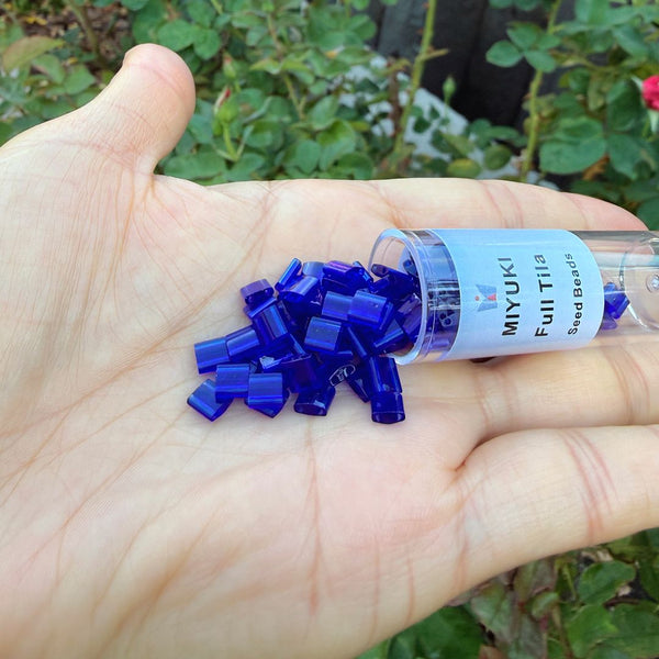 10g Miyuki Full Tila Square Seed Beads 5x5mm, Transparent Blueberry (TL-151)