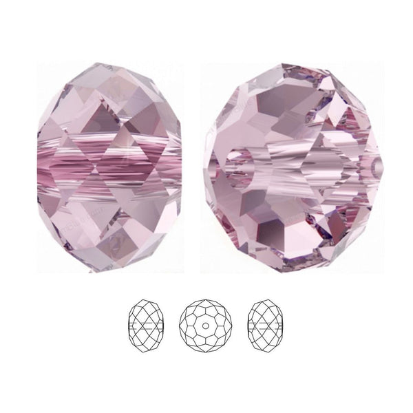 24pcs Adabele Austrian Faceted Rondelle Crystal Beads #5040, Rosaline (Light Pink), Size Selections: 6x4mm, 8x6mm, 10x8mm