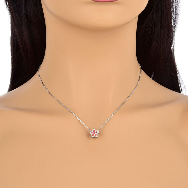 1pc 925 Sterling Silver Star Charm January Birthstone Bead Charm, Siam Red Garnet Cubic Zirconia CZ, 10x9.5mm, Hole ID 4.5mm, EC1-K1